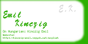 emil kinczig business card